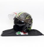 Casque Moto Jet Noir Vert V2 - K5