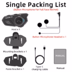 WAYXIN T2 Kit Bluetooth Casque Moto Sans fil LED – Image 7