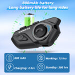 WAYXIN T2 Kit Bluetooth Casque Moto Sans fil LED – Image 4