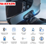 WAYXIN T2 Kit Bluetooth Casque Moto Sans fil LED – Image 2