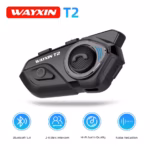 WAYXIN T2 Kit Bluetooth Casque Moto Sans fil LED