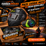 Pack Casque Moto VR Wear + Kit Bluetooth LX3